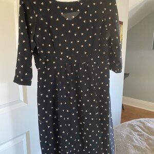 Seraphine Black Long Sleeve Dress with Heart Pattern